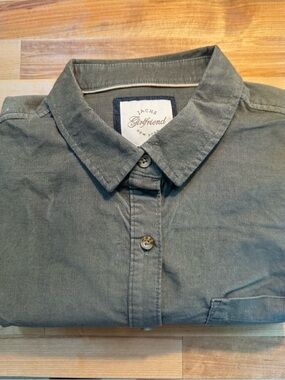 Jachs Girlfriend Olive Green Casual Button-Down Shirt Mini Corduroy